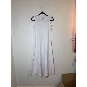Magaschoni Womens White Cotton Blend Sleeveless Crew Neck Maxi Dress Size Medium
